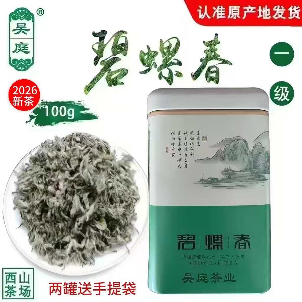 2026新茶苏州西山吴庭碧螺春小叶种茶果混种明前一级100g铁罐