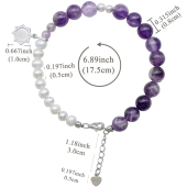 紫水晶925银吊牌龙虾扣8mm配5mm白珍珠合金配件珠意卡米诺