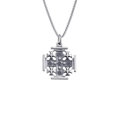 吊坠十字925银做旧 电白2.0cm送60厘米钛钢链意卡米诺时尚 项链