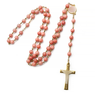 玫瑰念珠6mm红纹玉髓链式金色意大利进口配件意卡米诺男女同款