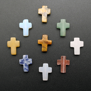 DIY双通十字天然石水晶玛瑙复古串珠手链手工串珠念珠配件