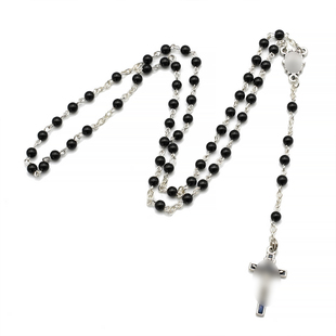 玫瑰念珠4mm迷你黑玛瑙手工链式意大利进口配件意卡米诺男女款