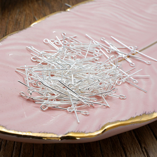 10克白铜镀银九9字针DIY玫瑰念珠配件意卡米诺连接针耳环首饰串珠