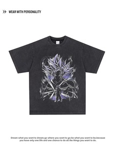 Dragon Ball复古七龙珠水洗做旧oversize宽松重磅短袖T恤男女长袖