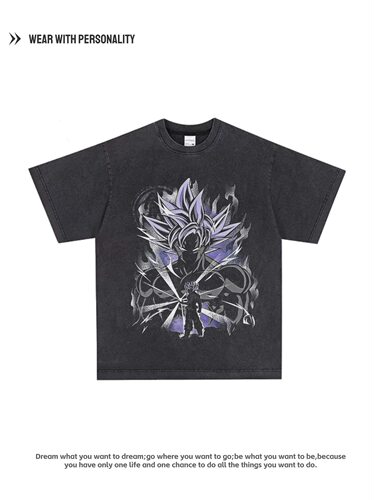 Dragon Ball复古七龙珠水洗做旧oversize宽松重磅短袖T恤男女长袖