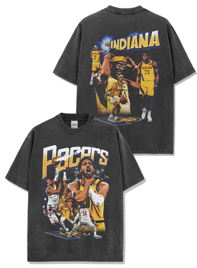 美式哈利伯顿Tyrese Haliburton印花短袖T恤男女潮流宽松纯棉半袖