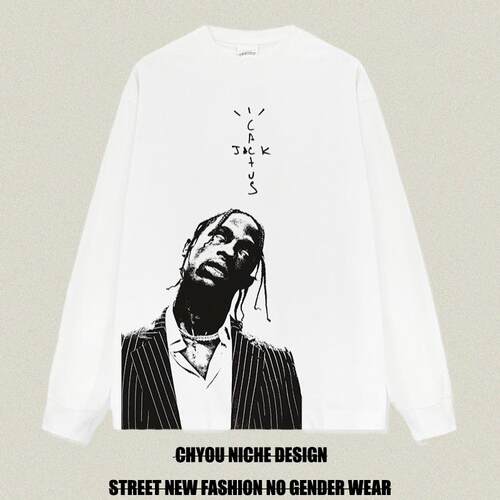 TravisScott人物印花短袖T恤