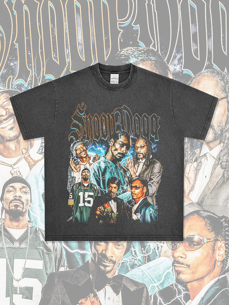 美式复古嘻哈Snoop Dogg史努比狗狗印花短袖T恤男宽松纯棉半袖ins