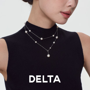 澳白满天星珍珠项链女双层长款叠戴纯银高级感轻奢小众颈链毛衣链