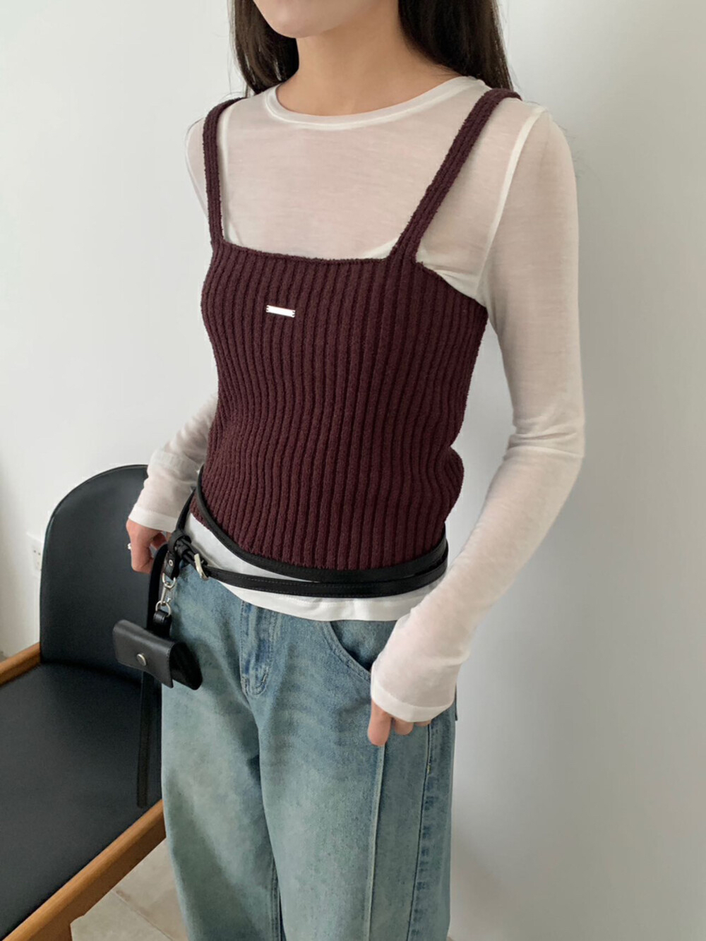 春上新！FEIDING韩系时尚优雅修身百搭针织吊带背心