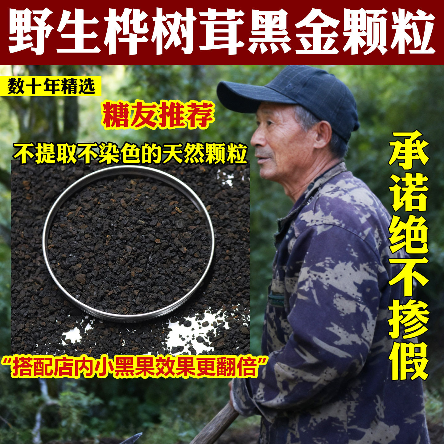 桦树茸黑金颗粒长白山野生黑金颗粒天然无提取无染色桦褐孔菌正品