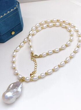 淡水珍珠巴洛克项链小米珠项链