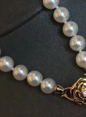 强光淡水近正圆无暇珍珠项链时尚