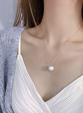 G18K金吊坠1213mm正圆淡水爱迪生