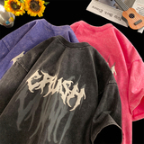 抖音品质蜡染4色发泡字母宽松情侣百搭纯棉短袖T恤213-1-TH17控58，男装T恤，星座213-1