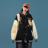 新款宽松高街pu拼接毛巾绣棒球服夹克jk689p125控138xz213-1，男装夹克，星座213-1