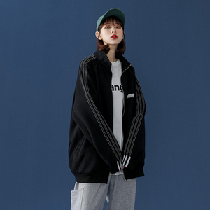 新款两色大码外穿立领夹克休闲情侣宽松卫衣213-1 jk213 p60 有货图片