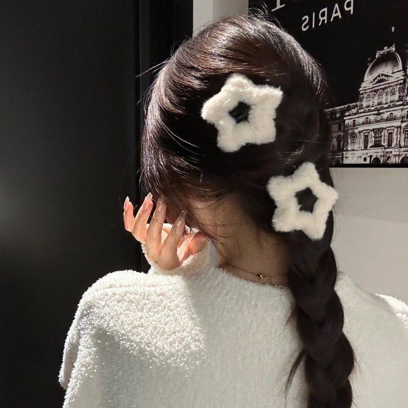 小众ins少女毛茸茸发夹简约星星bb夹秋冬毛绒五角星边夹可爱发饰,童装/婴儿装/亲子装,发饰,淘宝优惠券,粉丝福利购,淘宝优惠卷