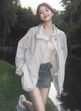 冰丝灰色防晒衣女款2026夏季新款UV中长版户外轻薄透气外套0521r1