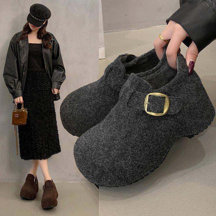 春季毛呢勃肯鞋女冬加绒2026年新款韩版厚底内增高一脚蹬全0125ud,女鞋,勃肯鞋/软木鞋,淘宝优惠券,粉丝福利购,淘宝优惠卷