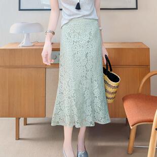 长裙a字0317r 包臀裙大尺码 法式 蕾丝半身裙春夏半裙网纱裙子中长版