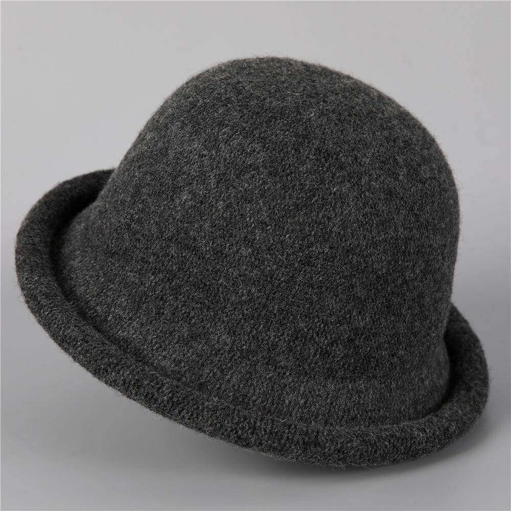 春季日系休闲卷边圆顶小礼帽女秋冬针织百搭盆帽显脸小时尚0127hd