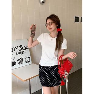 白色圆领肌理短袖 显瘦独别致气质上衣0730d t恤女2025夏新款 修身