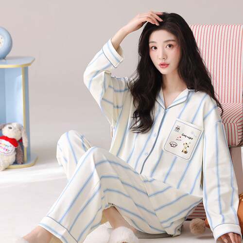睡衣女秋2026新款春长袖长裤高级感可外穿翻领家居服套装薄0920e