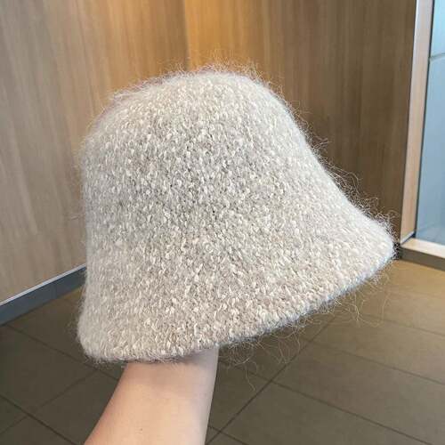 保暖帽子混色针织水桶帽女秋冬季新款渔夫日系显脸小毛绒线1008e