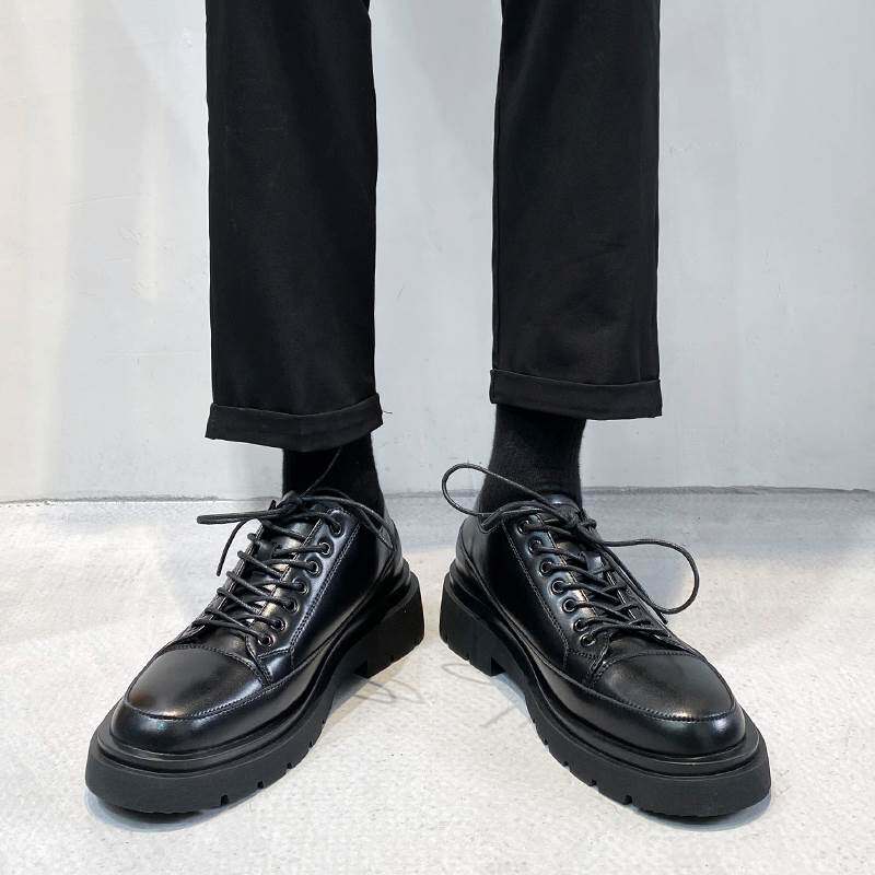 休闲皮鞋小男商务配西装厚底增高青年圆头男士年轻新郎结婚0922h