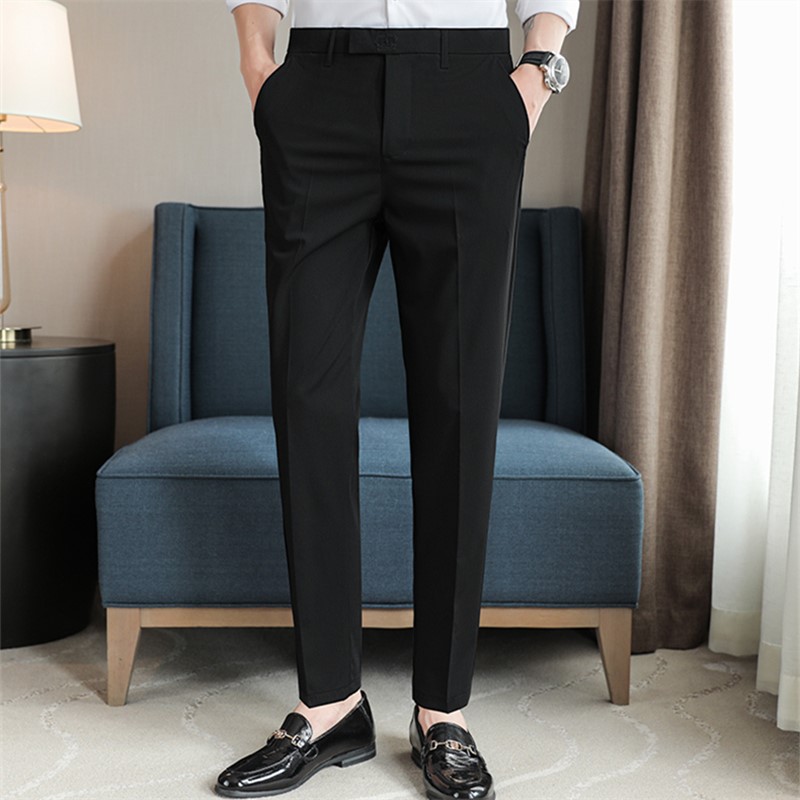 西裤男夏季垂坠感款配西装外套的裤子商务正装黑色西服裤修0427q