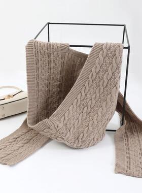 秋冬季披肩连帽围巾围脖一体护颈椎毛线假领子女针织帽子1007u