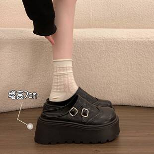 厚底增高小个子包头半拖外穿勃肯鞋 春夏一脚蹬拖0315r 女2026新款