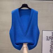 爆款 百搭外搭显瘦毛0128e 坎肩时尚 V领针织马甲背心女春秋新款 韩版