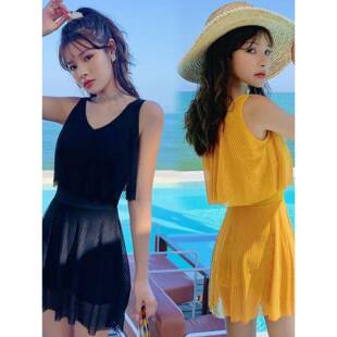 泳衣女风遮肉夏季 微胖女保守吊带裙子显瘦小个子遮肚子日系0319r