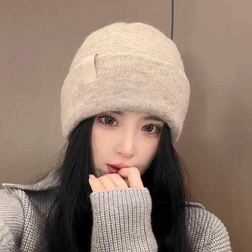 保暖帽子韩版针织女秋冬季时尚堆堆帽新款显脸小宽松护耳毛1008e