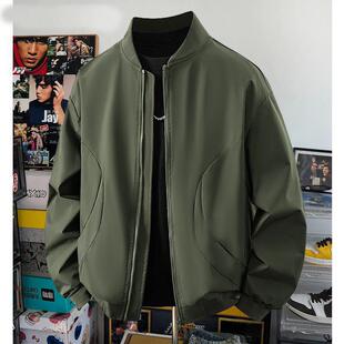 秋冬2026新款男式棒球服夹克春款宽松休闲立领外套纯色百搭1014e