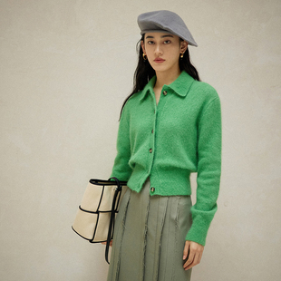 小香风软糯奶系小众@秒 安哥拉兔毛厚暖毛衣针织开衫 口 特惠