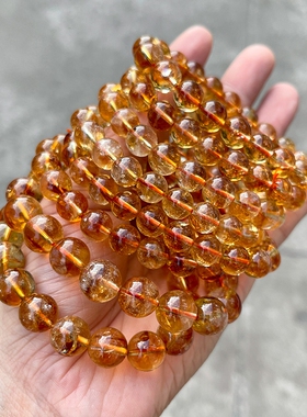 天然黄塔晶大金霸手串男女7A招财黄水晶串珠手链饰品