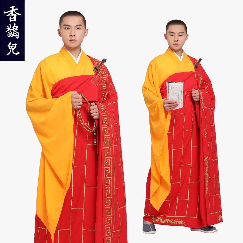 麻纱袈裟金边祖衣祥云衣红色僧服男和尚服装法衣千花佛衣僧袍