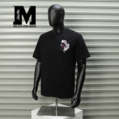 STA T恤男黑色圆领宽松潮牌体恤 高街风印花纯棉短袖 FDR MEDM美式