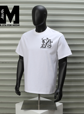 STA FDR MEDM美式高街风印花纯棉短袖T恤男黑色圆领宽松潮牌体恤