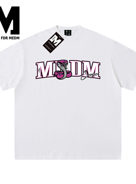 STA FDR MEDM美式高街风印花纯棉短袖T恤男黑色圆领宽松潮牌体恤