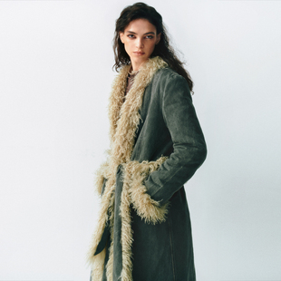 LUCENCY 外套 AW25正反两穿大衣滩羊毛涂层一体拼接气质百搭冬季