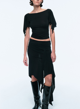 LUCENCY 25春夏不规则纯欲包臀显瘦下摆拼接高弹半身裙