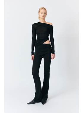 LUCENCY 25春夏美式轻薄街头黑色弹力腰间两件纽结围裙瑜伽长裤