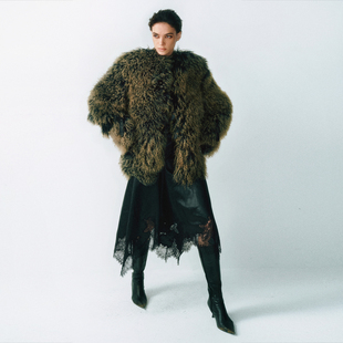 AW25 款 染尖滩羊毛皮草外套 宽松真皮保暖时尚 中长款 LUCENCY
