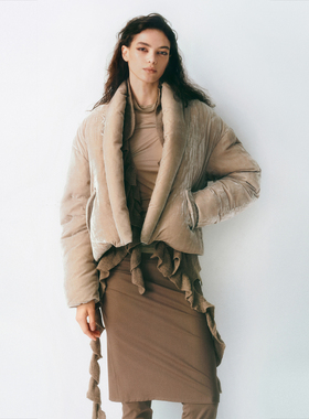 LUCENCY AW25 丝绒短款羽绒服光感面料利落廓形