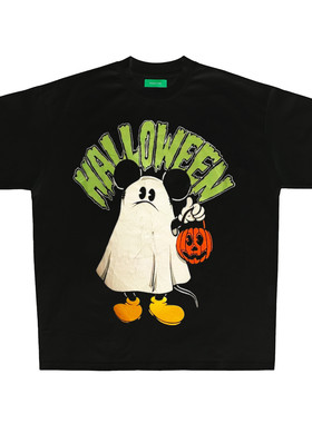 MICKEY VINTAGE万圣节限定 米奇古着春夏国潮宽松情侣纯棉短袖TEE