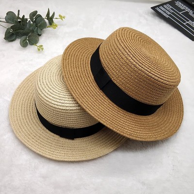 婴儿防晒帽儿童平顶礼帽草